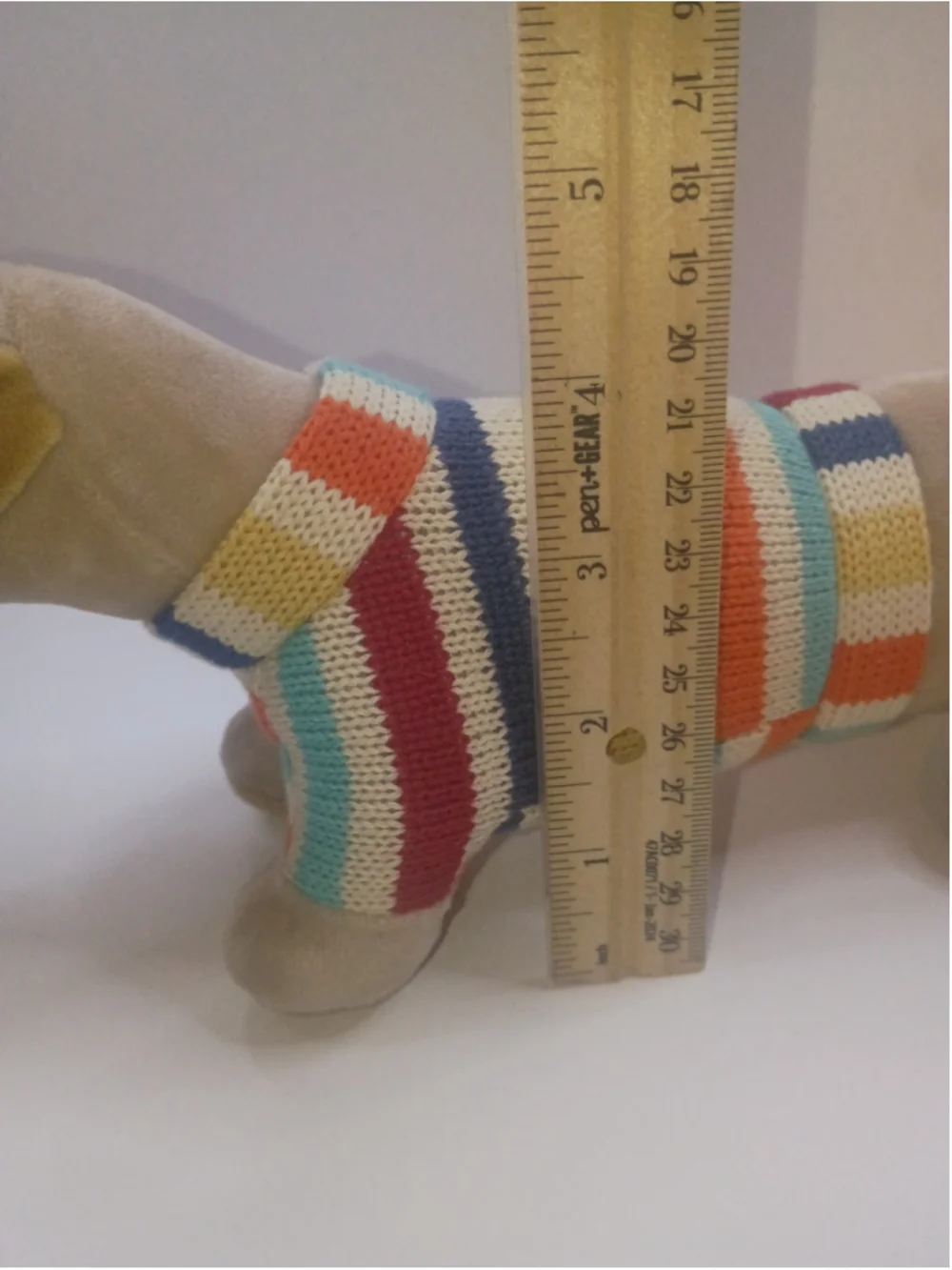 Creative co-op plush Daahshund toy Brown biggie in stripe sweater
